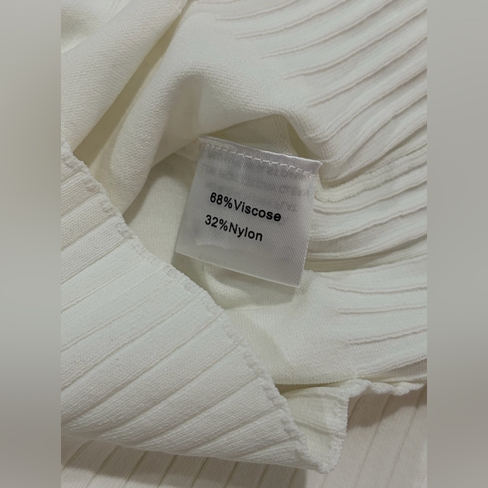 Alzza Women's White Cardigan Sweater with Brown Trim - Picture 8 of 8